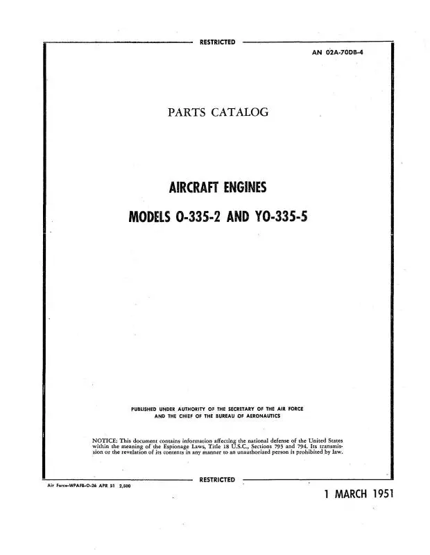 Franklin O-335-2 & Yo-335-5 Parts Catalog (02A-70Db-4) 1