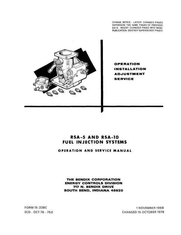 Bendix Rsa-5 Rsa-10 Fuel Injector Maintenance Manual (15-338C) 1