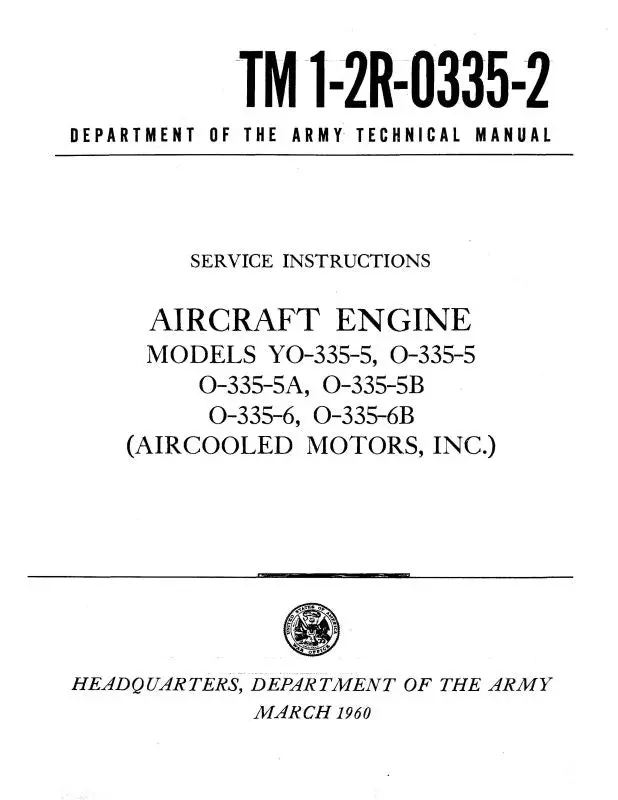 Franklin Yo,O-335-5,5A,5B,6,6B 1960 Maintenance Manual (1-2R-0335-2) 1