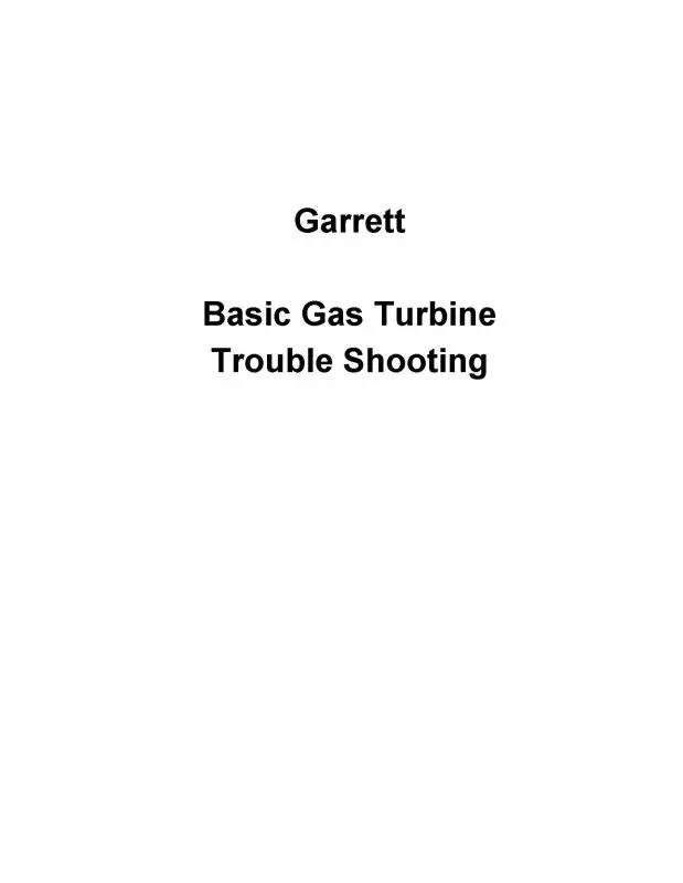 Garrett Basic Gas Turbine Trouble Shooting Trouble Shooting (Tdm-65) 1