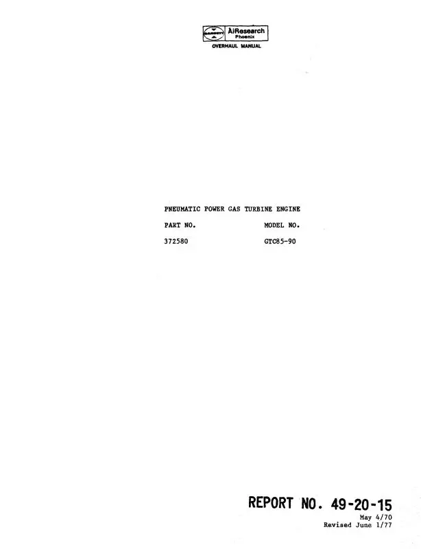 Garrett Gtc85-90 Gas Turbine Engine Overhaul Manual (372580) 1