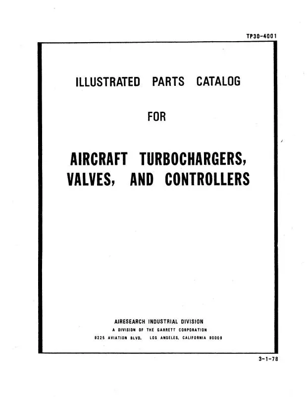 Garrett Tp30-4001 1978 Illustrated Parts Catalog (Tp30-4001) 1