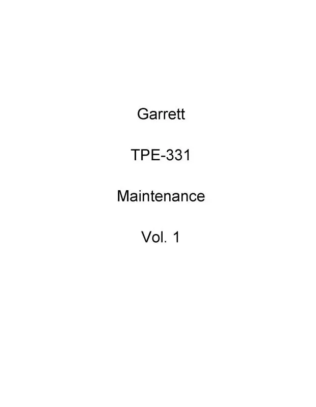 Garrett Tpe331-1--2 Maintenance Manual (72-00-92) 1
