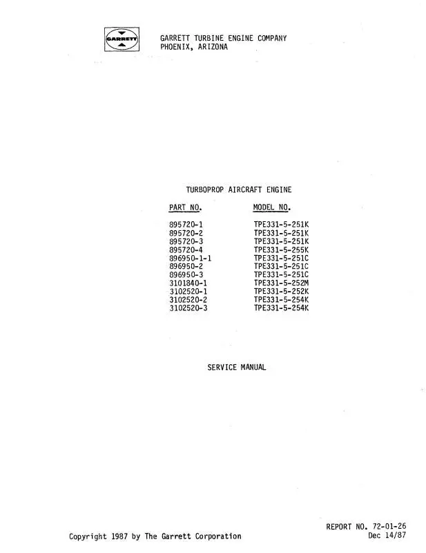 Garrett Tpe331-5 Maintenance Manual (72-01-26) 1
