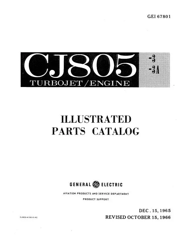 General Electric Company Cj 805-3 Turbojet Engine Illustrated Parts Catalog (Gecj805-3-P-C) 1