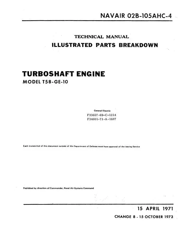 General Electric Company T58-Ge-10 Turboshaft Engines Illustrated Parts Catalog (02B-105Ahc-4) 1