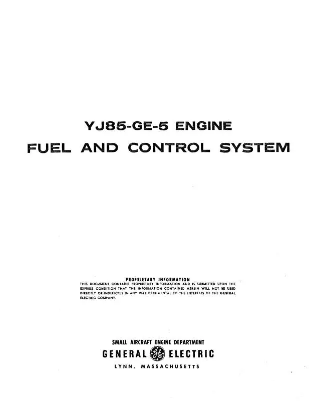 General Electric Company Yj85-Ge-5 Fuel & Control Sys Fuel & Control System (Geyj85ge5-Fc-C) 1