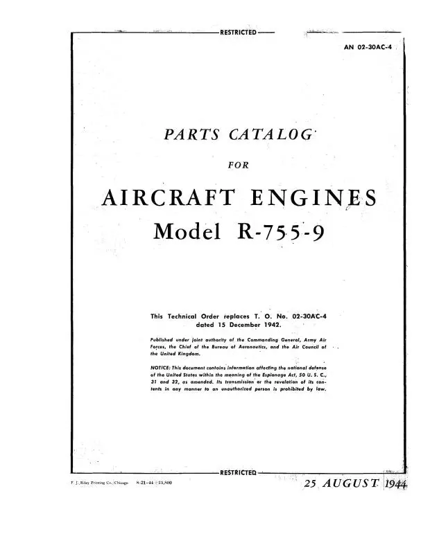 Jacobs R-755-9 Engine Parts Catalog (02-30Ac-4) 1