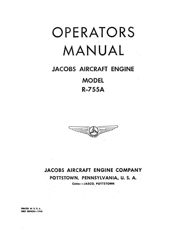 Jacobs R-755A 1948 Operator's Manual (Jcr755a-Ops-C) 1