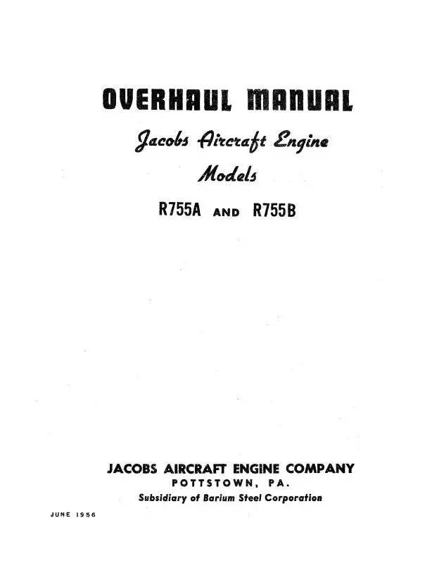 Jacobs R755a, B Overhaul Manual (Jcr755ser-Oh) 1