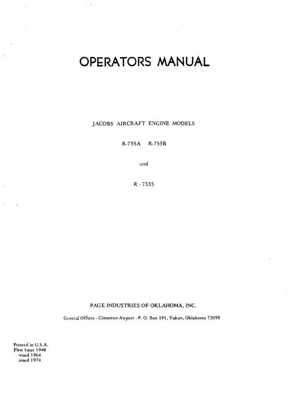 Jacobs R755a, B & S Series Operator's Manual (Jcr755ser-Ops-C) 1