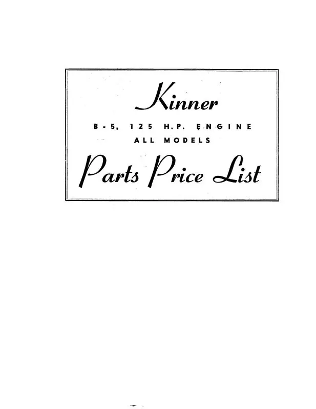 Kinner B-5, 125Hp All Models 1940 Parts Price List (677) 1