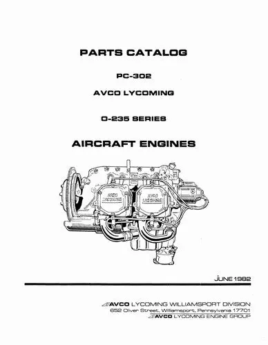 Lycoming O-235 Series 1982 Parts Catalog Pc-302 (Pc-302) 1