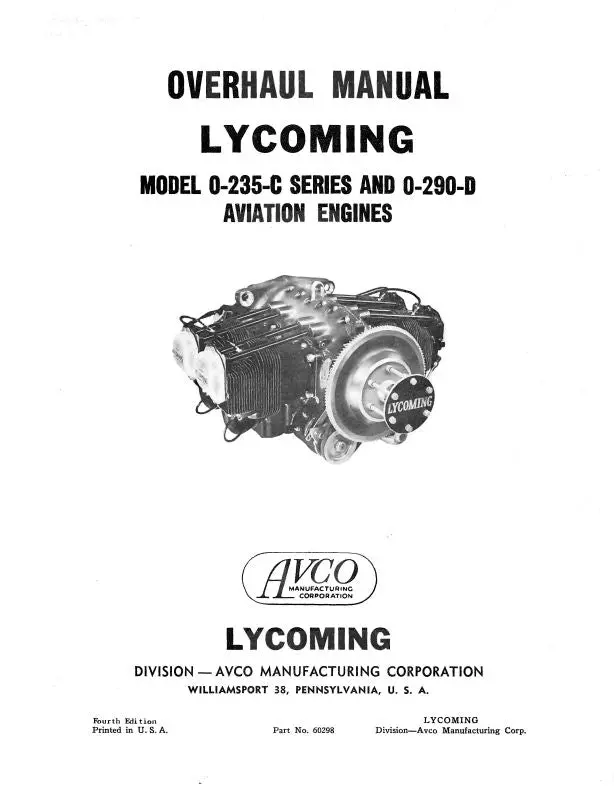 Lycoming O-235-C & O-290D Overhaul Manual (60298) 1