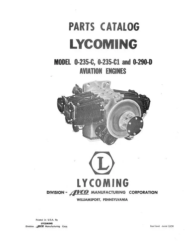 Lycoming O-235-C, C1 & O-290D Parts Catalog (Lyo235c,C1,D-P) 1