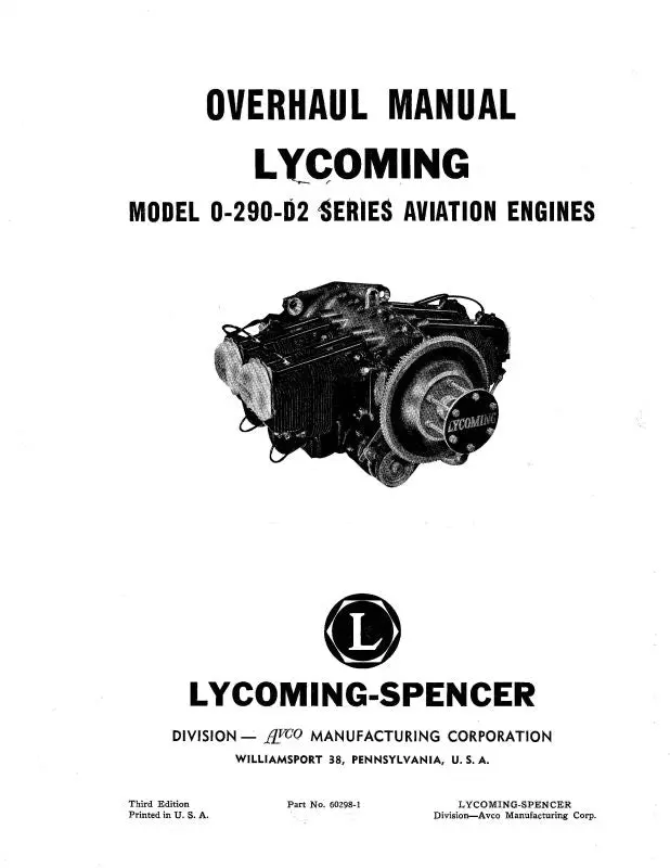 Lycoming O-290-D2 Overhaul Manual (60298-1) 1