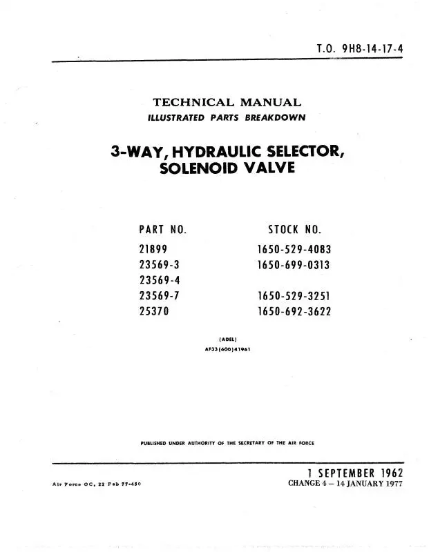 Adel 3-Wayhydraulicselectorselenoid Illustrated Parts (9H8-14-17-4) 1