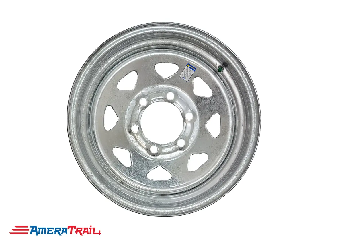 16" 6 Lug Galvanized Trailer Rim - 6 On 5.5" Lug Pattern - 7" Width, 1