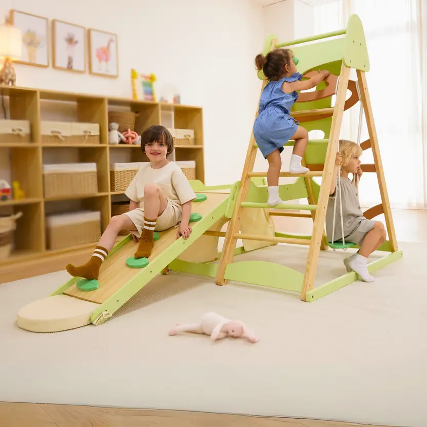 Avenlur | Avenlur Bush 6-In-1 Indoor Wooden Jungle Gym Climber – Montessori Toddler Playset With Slide, Rock Wall, Ladder & More 1
