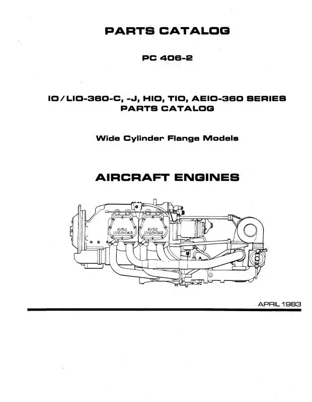 Lycoming Io,Lio,Aeio-360Series, 1983 Parts Catalog Pc-406-2B (Pc-406-2B) 1