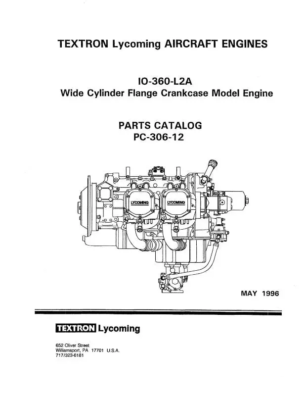 Lycoming Io-360-L2a 1996 Parts Catalog Pc-306-12A (Pc-306-12A) 1