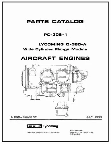 Lycoming O-360-A 1980 Parts Catalog Pc-306-1 (Pc-306-1) 1