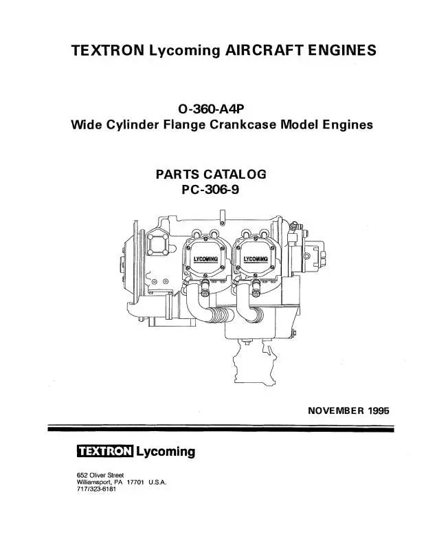 Lycoming O-360-A4p 1995 Parts Catalog Pc-306-9 (Pc-306-9) 1