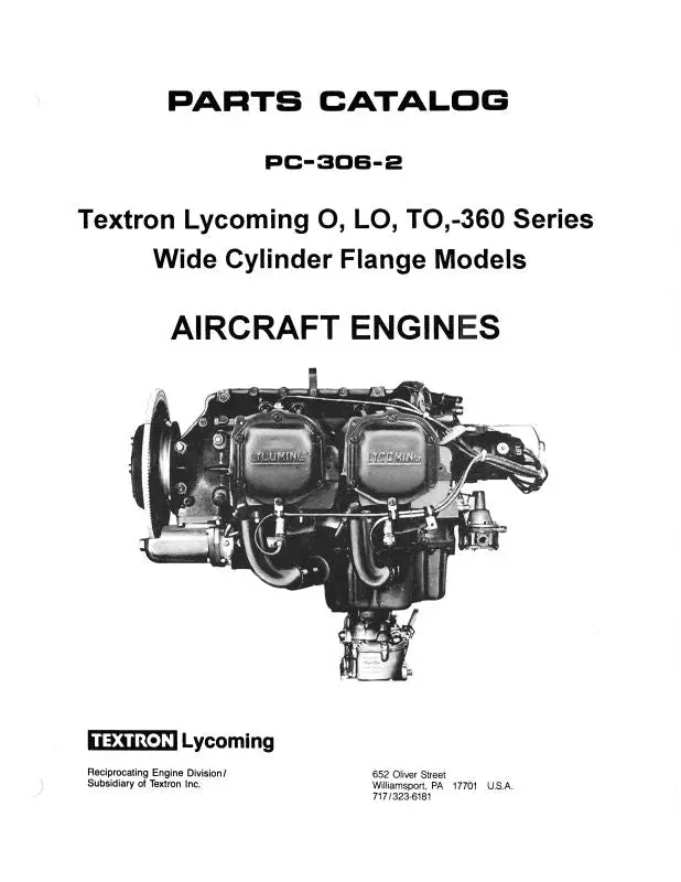 Lycoming O-360 Series, 1981 Parts Catalog Pc-306-2A (Pc-306-2A) 1