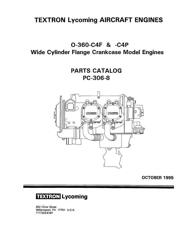 Lycoming O-360-C4f,-C4p 1995 Parts Catalog Pc-306-8 (Pc-306-8) 1