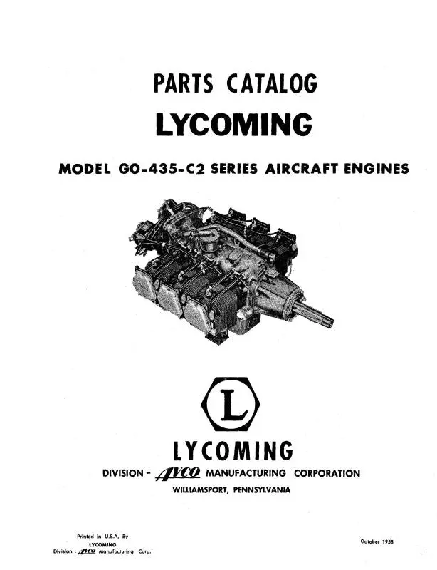 Lycoming Go-435-C2 Series Parts Catalog (Lygo435c2-Pc) 1