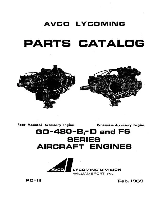 Lycoming Go-480 Series 1969 Parts Catalog Pc-111 (Pc-111) 1