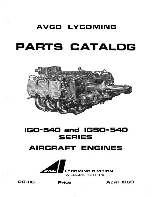 Lycoming Igo-540, Igso-540 Series, 1981 Parts Catalog Pc-116 (Pc-116) 1