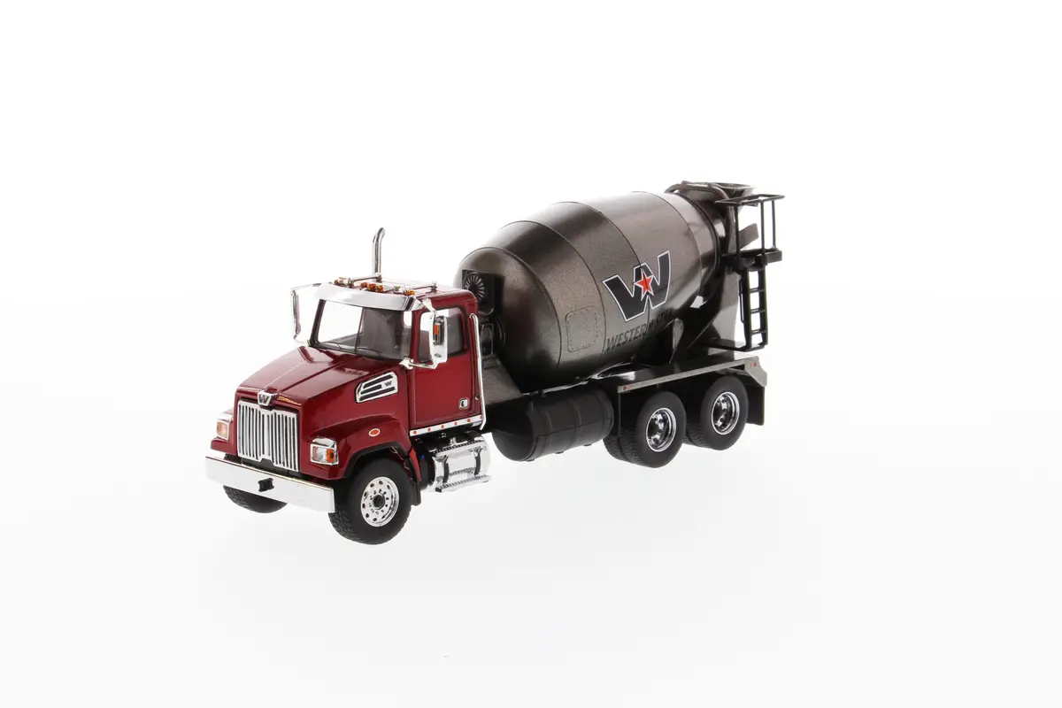 1:50 Western Star 4700 Sf Concrete Mixer   - Metallic Red Cab + Gun Metal Dump, 71033 1
