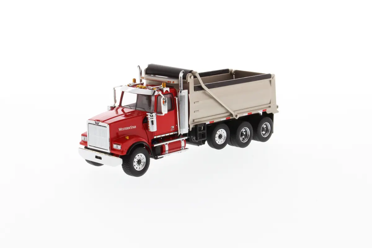 1:50 Western Star 4900 Sf Dump Truck - Red Cab/Matte Silver Plated Dump Body, Transport Series, 71067 *Incoming June 1