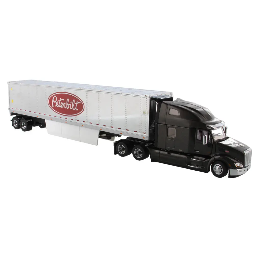 1:50 Diecast Peterbilt 579 Ultraloft Tractor With 53’ Refrigerated Van – Legendary Black Cab + 53’ Chrome Refrigerated Van With Peterbilt Logo, Transport Series 71071 1