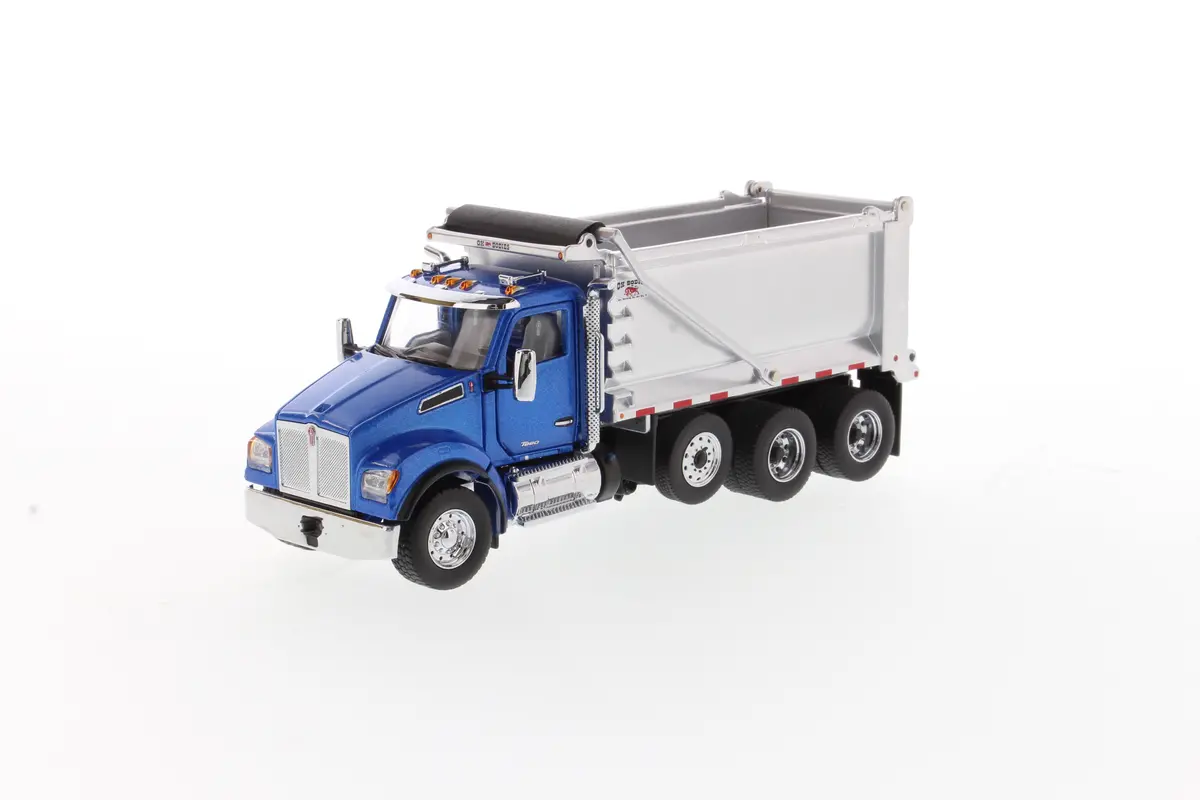 1:50 Kenworth T880 Sf Ox Stampede Dump Truck - Metallic Blue Cab + Silver Dump Body, Transport Series, 71078 *Incoming June 1