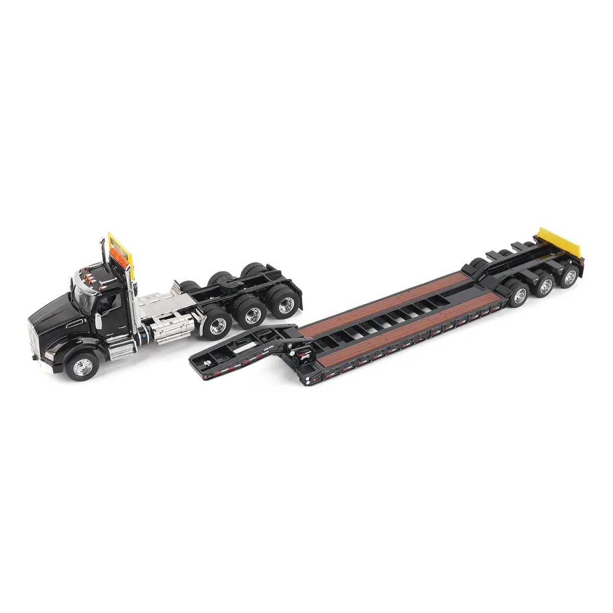 1:50 Kenworth T880 Sbfa Daycab Tridem Tractor With Trail King Tk 120 Hdg Lowboy Trailer Black, Transport Series, 71134 1