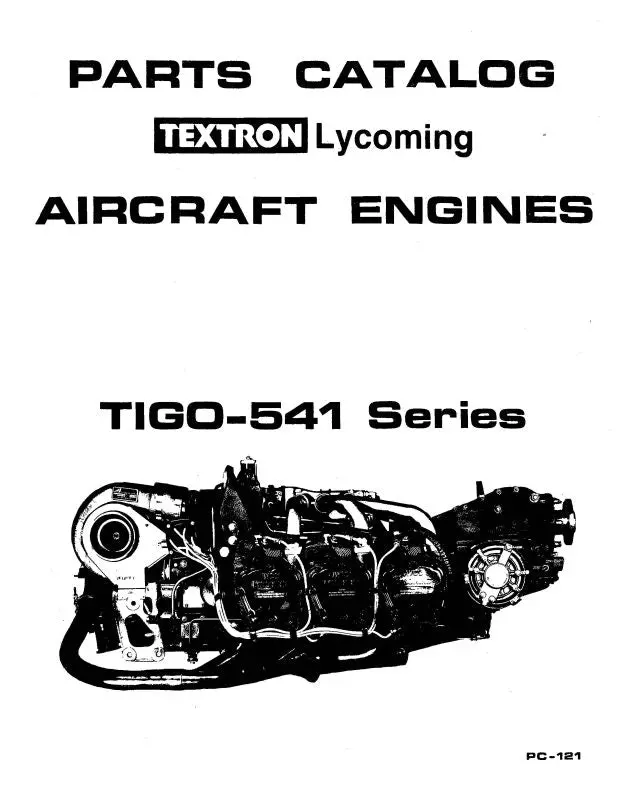 Lycoming Tigo-541 Series 1975 Parts Catalog Pc-121 (Pc-121) 1