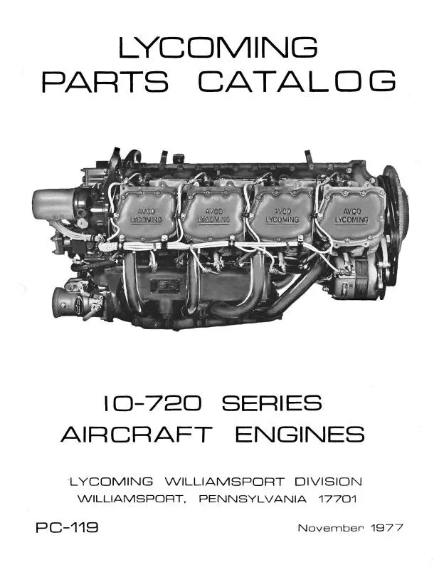 Lycoming Io-720 Series, 1983 Parts Catalog Pc-119-A (Pc-119-A) 1