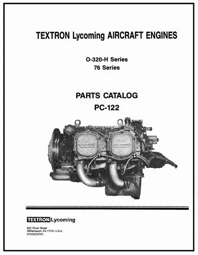 Lycoming O-320-H 76 Series 1976 Parts Catalog Pc-122 (Pc-122) 1