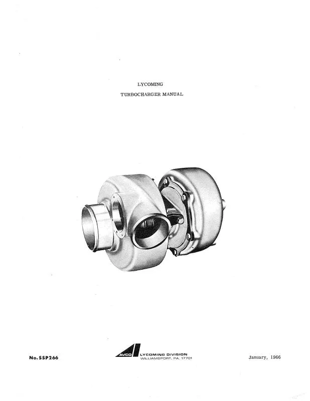 Lycoming Turbocharger Manual Installation-Parts-Maintenance (Ssp266) 1