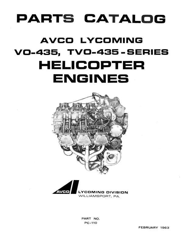 Lycoming Vo-435,Tvo-435 Ser 1963 Parts Catalog Pc-110 (Pc-110) 1