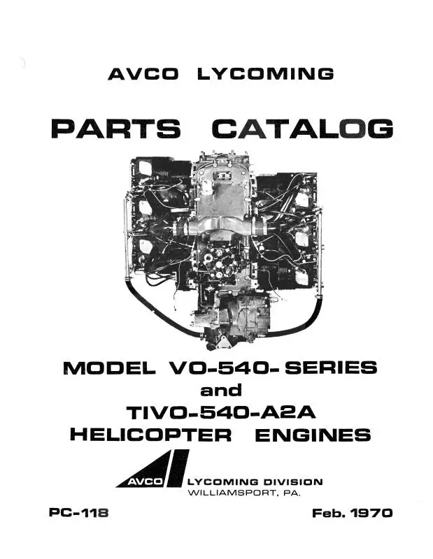Lycoming Vo-540 & Tivo-540-A2a Parts Catalog Pc-118 (Pc-118) 1