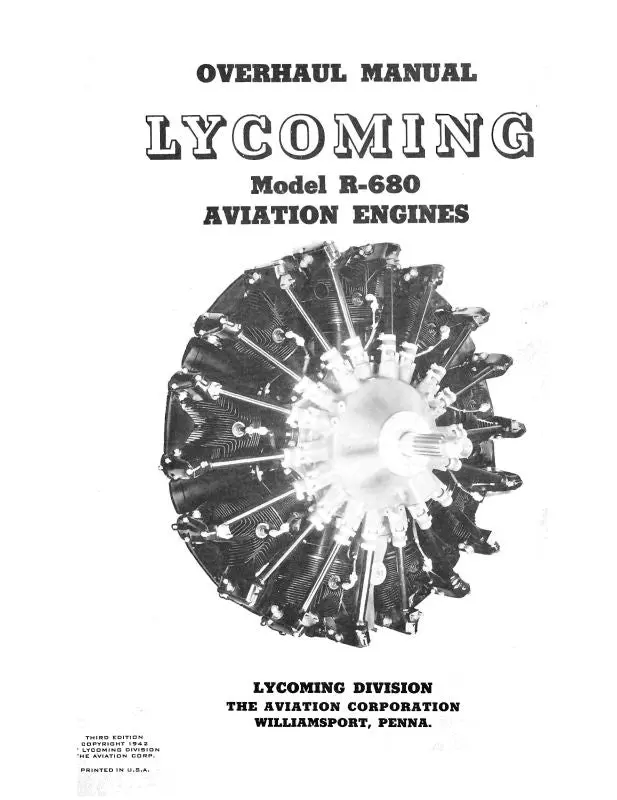 Lycoming R-680 Series Aviation Engine Overhaul Manual (Lyr680-46-Oh-C) 1