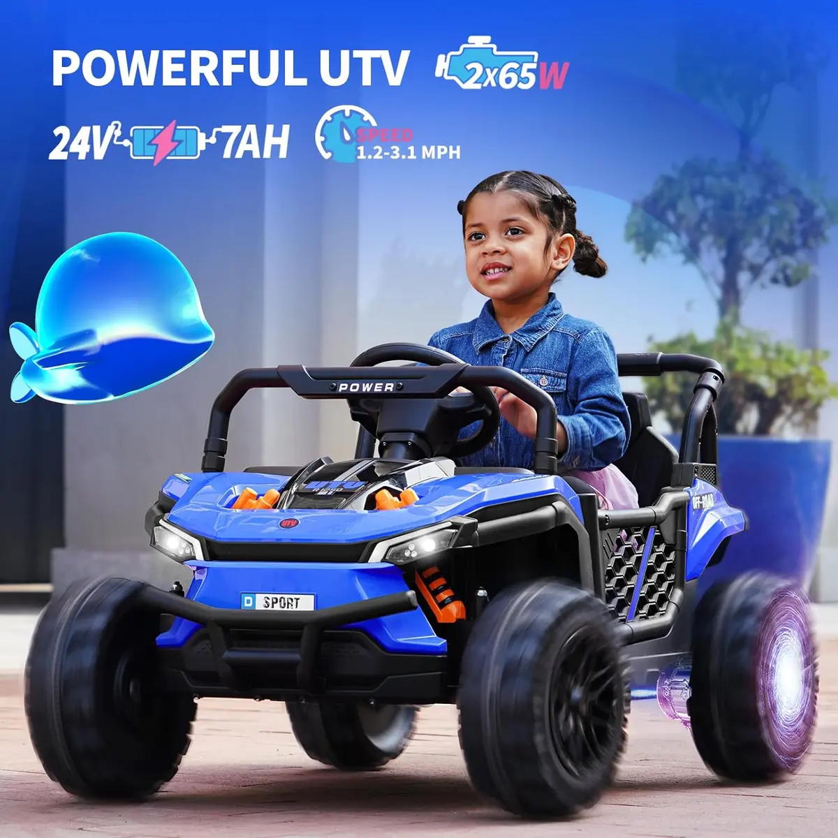 R1250 12V Buggy Ride-On Car, 2Wd Utv Buggy Electric Car With Parental Remote Control, Working Doors And Led Lights 4