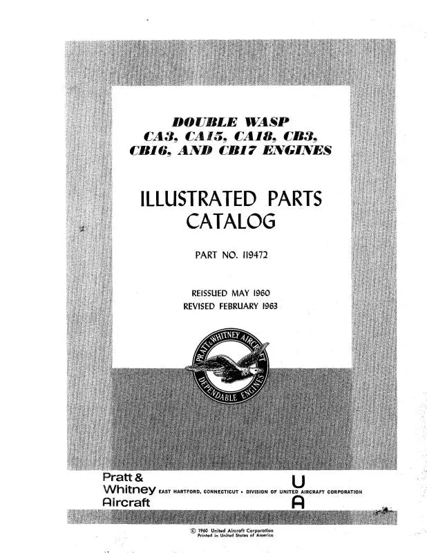 Pratt & Whitney Aircraft Double Wasp Ca3,15,18,Cb3,16 Parts Catalog (119472) 1