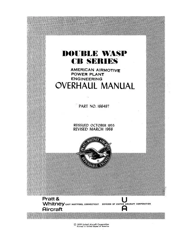 Pratt & Whitney Aircraft Double Wasp Cb Series 1960 Overhaul Manual (166497) 1