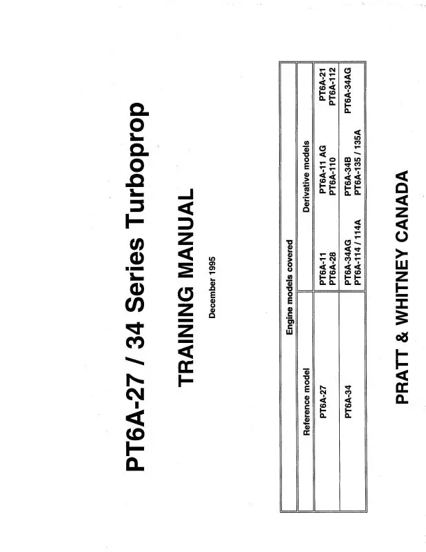 Pratt & Whitney Aircraft Pt6a-27-34 Training Guide Training Guide (Pwpt6a2734-Tgc) 1