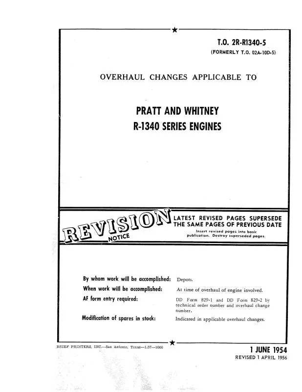 Pratt & Whitney Aircraft R-1340 Series Overhaul Changes (2R-R1340-5) 1