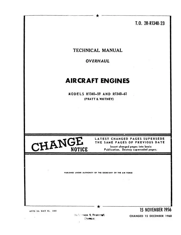 Pratt & Whitney Aircraft R-1340, 985 Series Overhaul Instructions (2R-R1340-23) 1